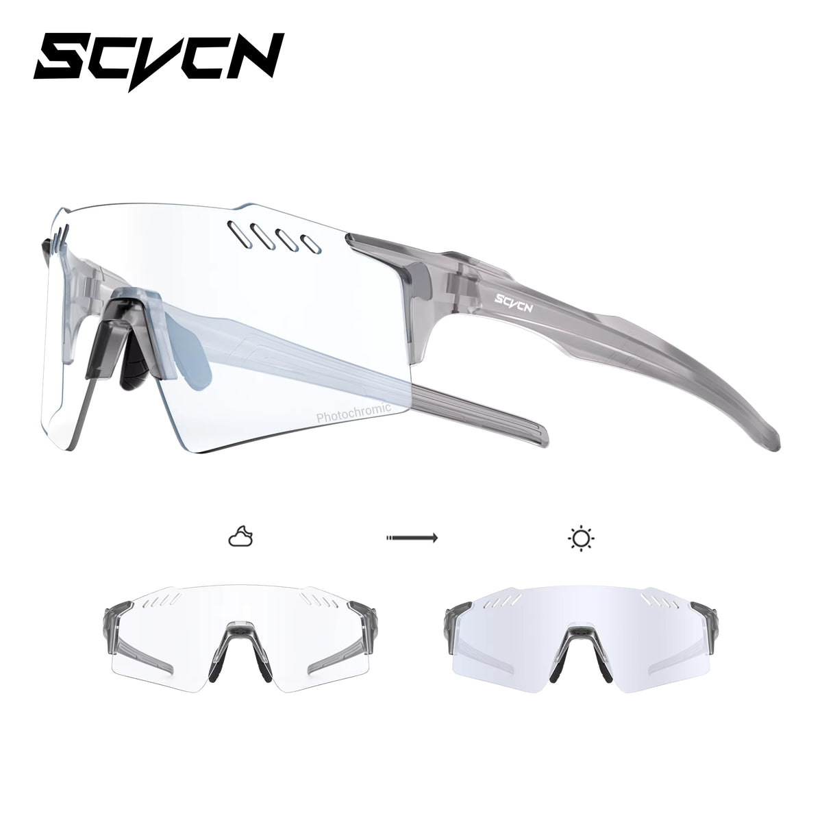 Cycling Glasses Rimless Lightweight Photochromic