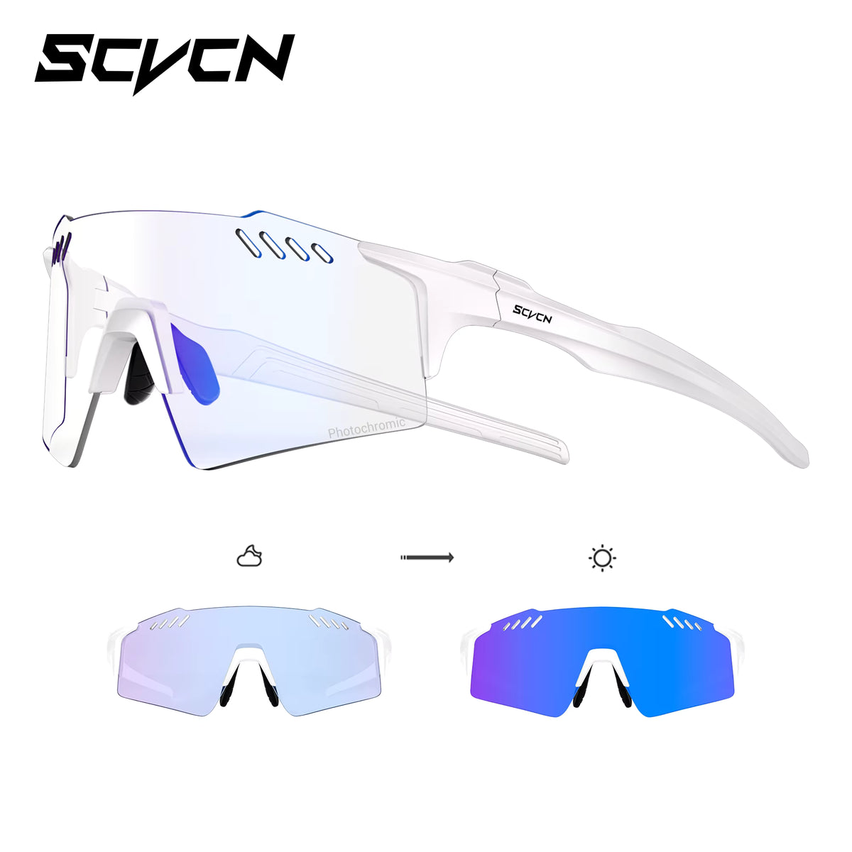 Cycling Glasses Rimless Lightweight Photochromic
