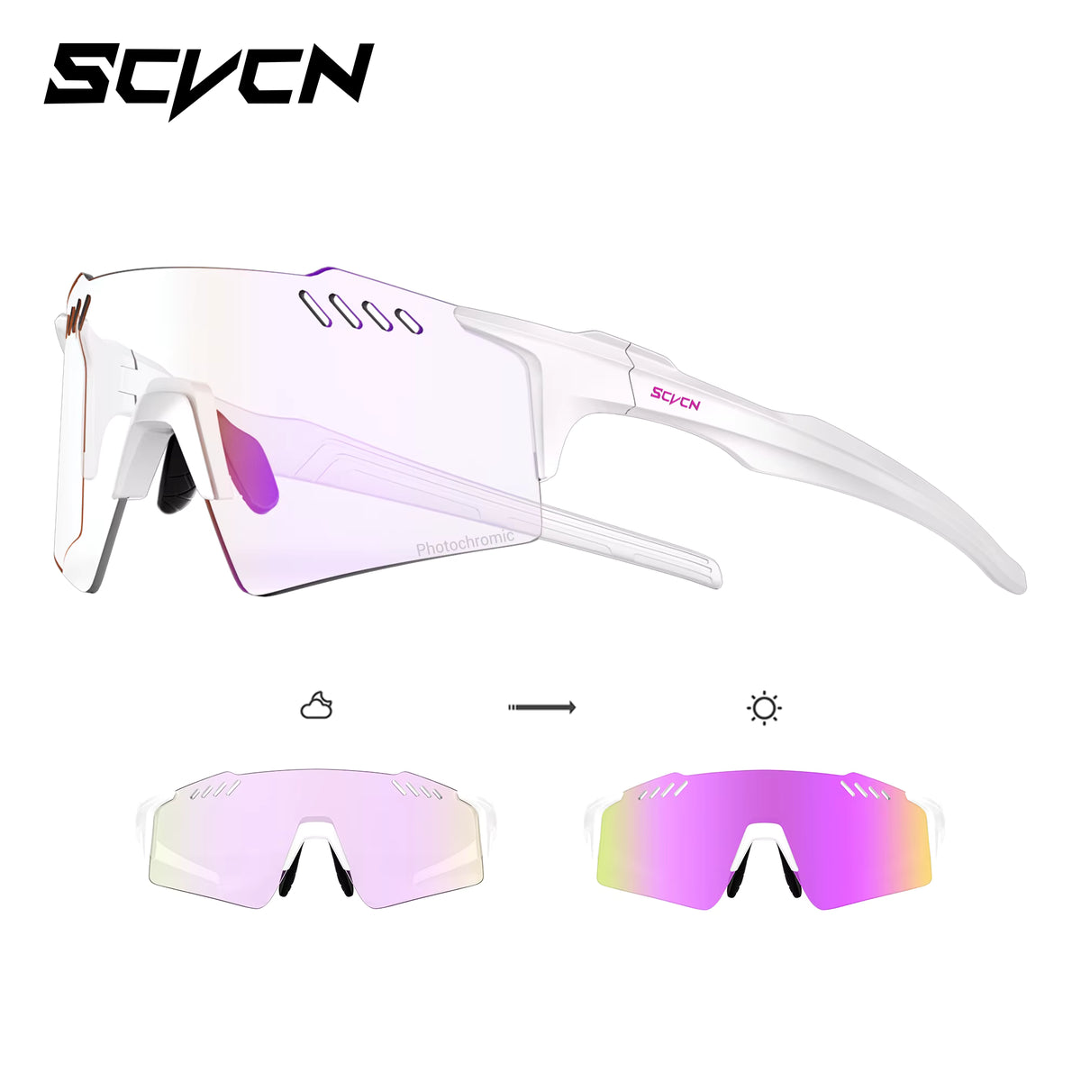 Cycling Glasses Rimless Lightweight Photochromic