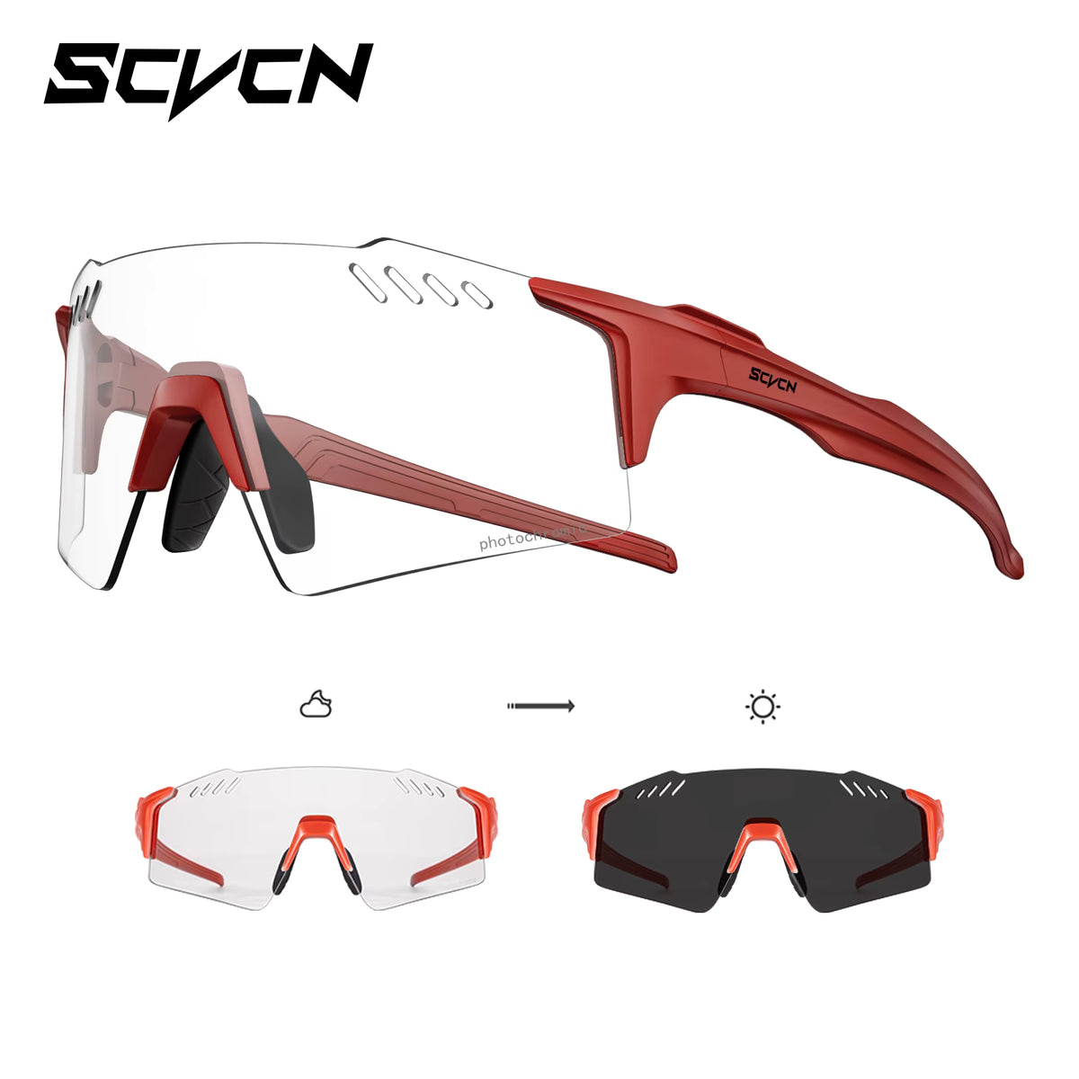 Cycling Glasses Rimless Lightweight Photochromic