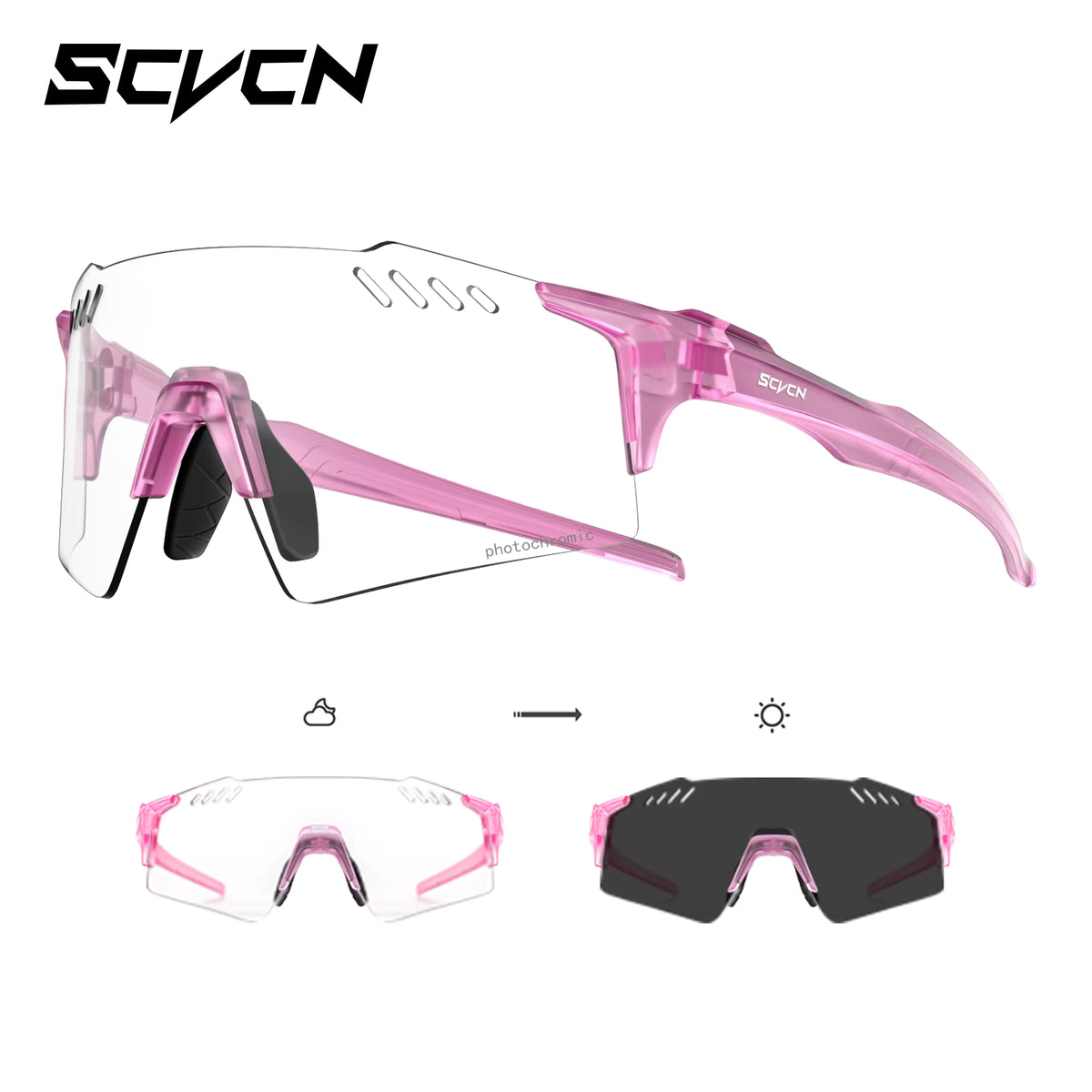 Cycling Glasses Rimless Lightweight Photochromic