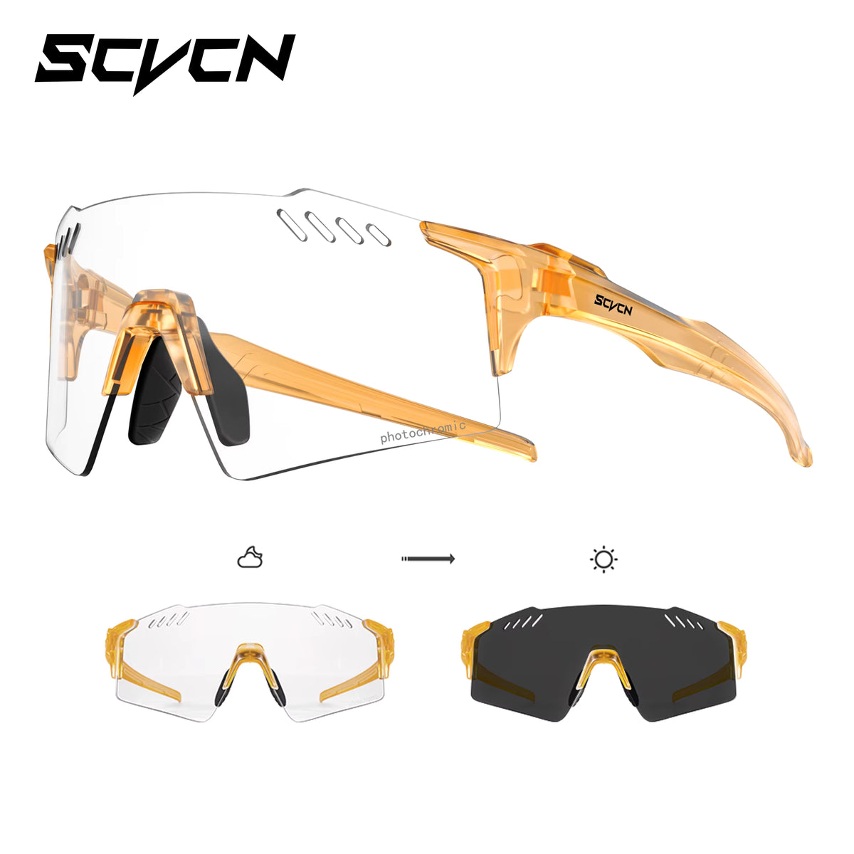 Cycling Glasses Rimless Lightweight Photochromic