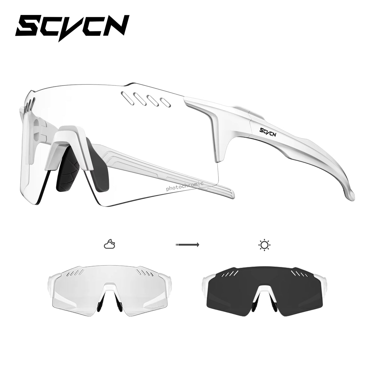 Cycling Glasses Rimless Lightweight Photochromic