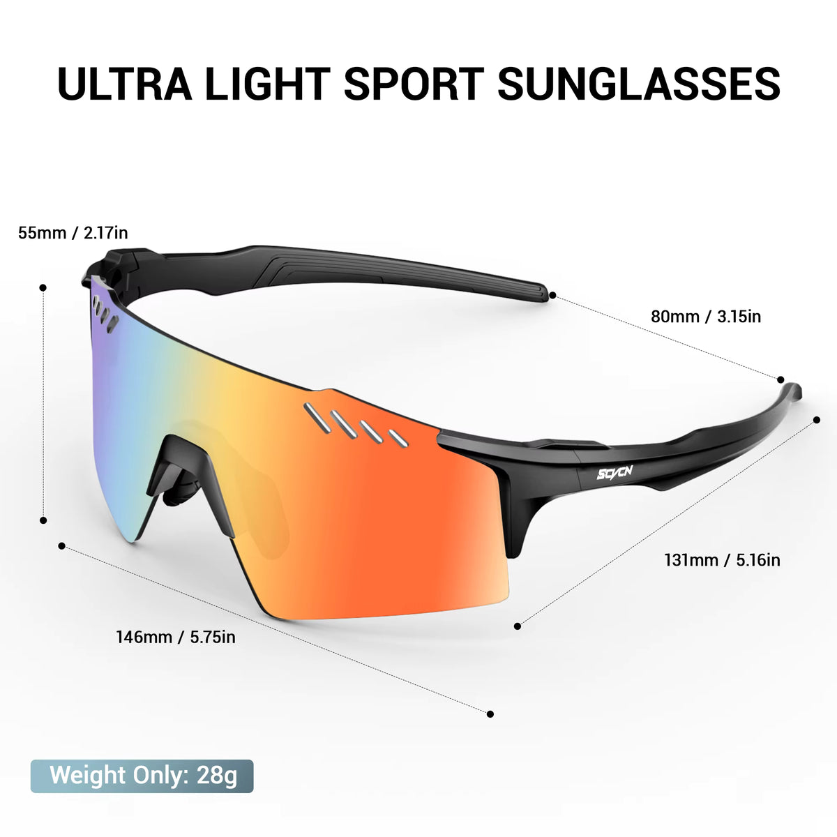 Cycling Glasses Rimless Lightweight Photochromic