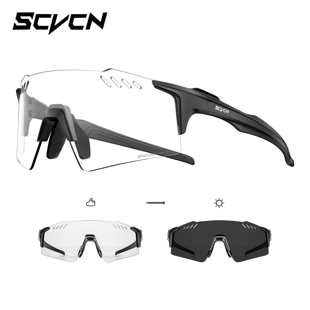 Cycling Glasses Rimless Lightweight Photochromic
