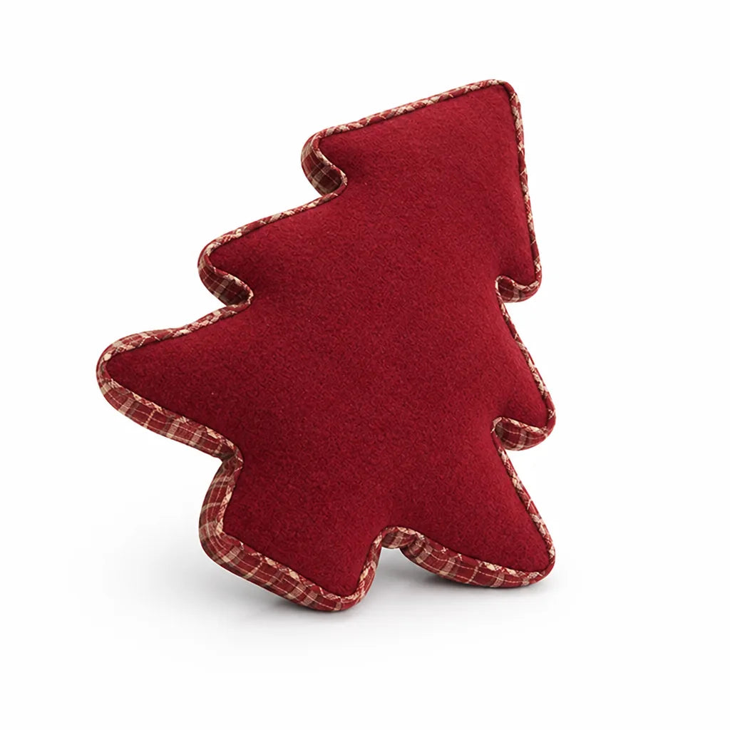 Decorative Pillow Christmas Tree Velvet & Checkered Piping