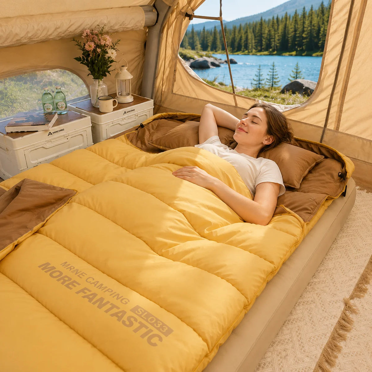 Double Sleeping Bag Four-Season Lightweight 150 cm Wide