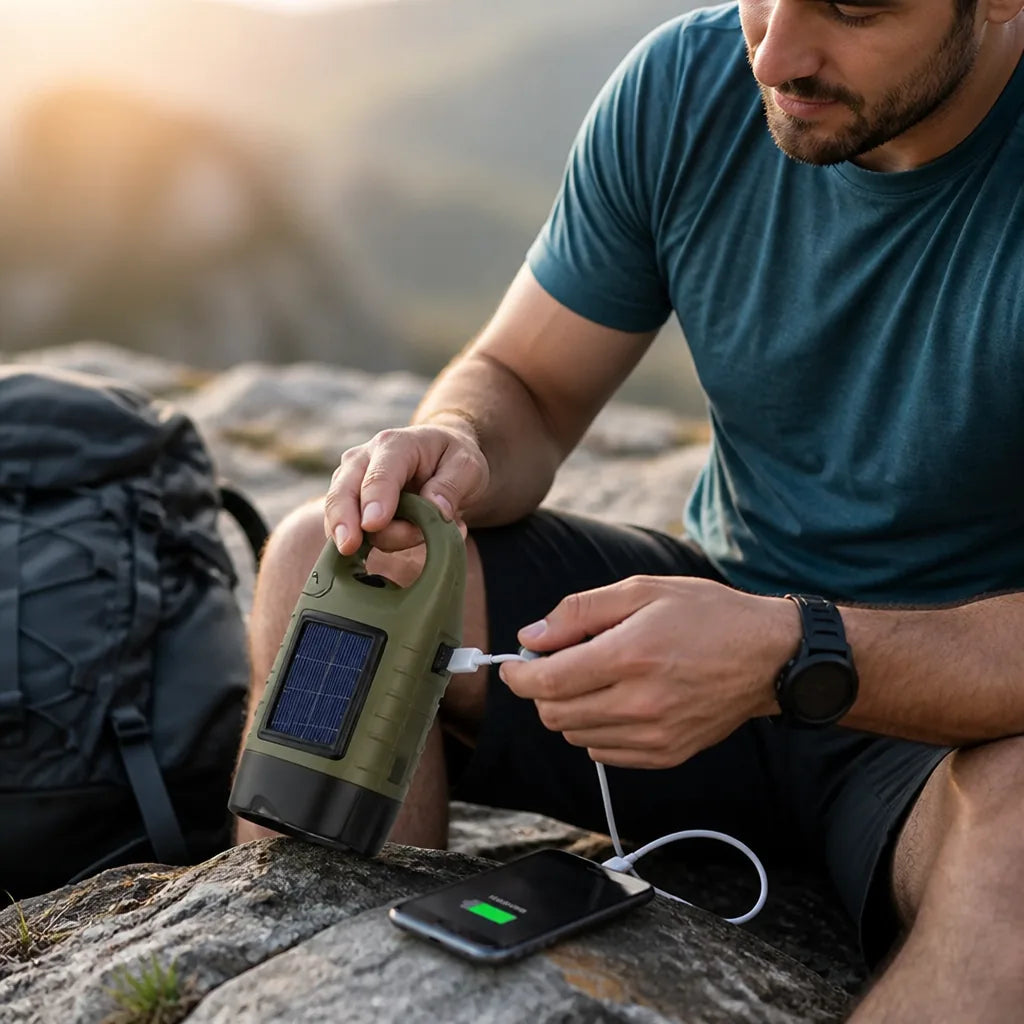 Emergency Flashlight Solar & Hand-Crank Power Bank