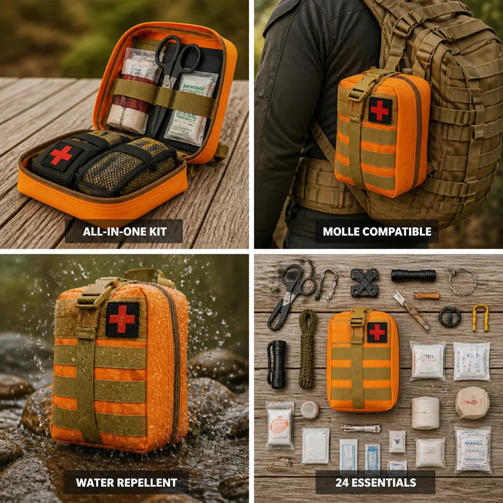 Emergency Kit 24-Piece MOLLE-Compatible Water-Repellent Nylon