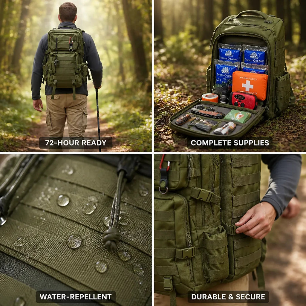 Emergency Kit 72-Hour Pre-Configured Tactical Backpack