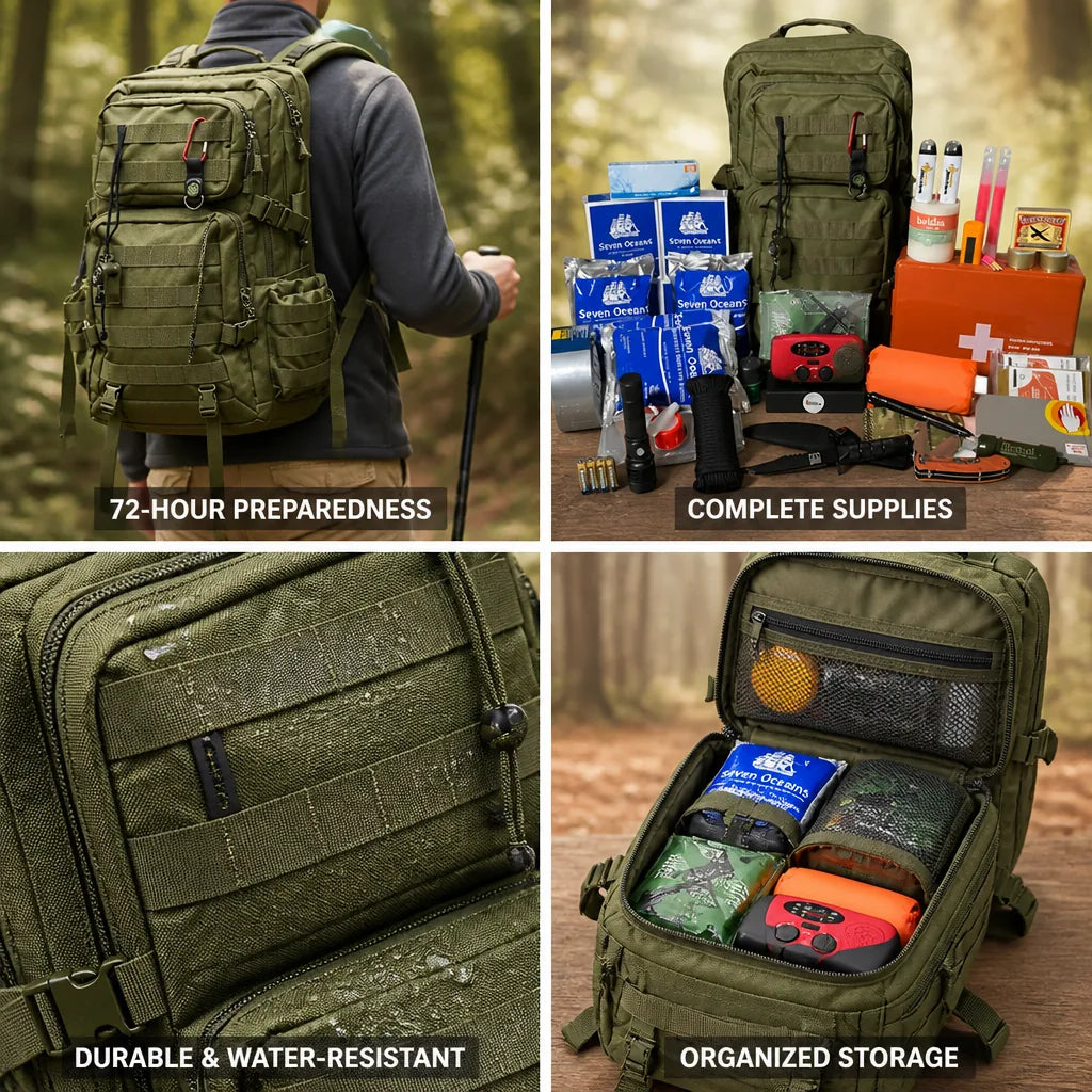 Emergency Kit 72-Hour Preconfigured 45 L Tactical Backpack