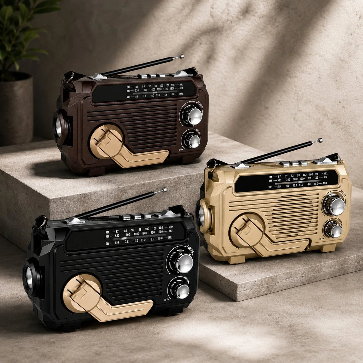 Emergency Radio Hand-Crank & Solar Power Bank