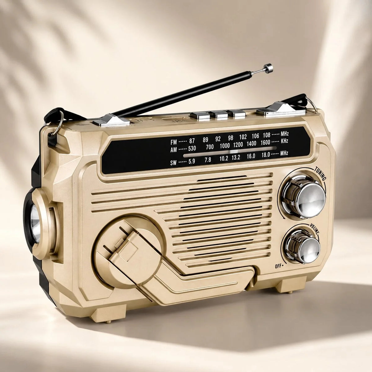 Emergency Radio Hand-Crank & Solar Power Bank