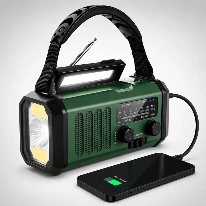 Emergency Radio Solar & Hand Crank 10000mAh Weather Alert