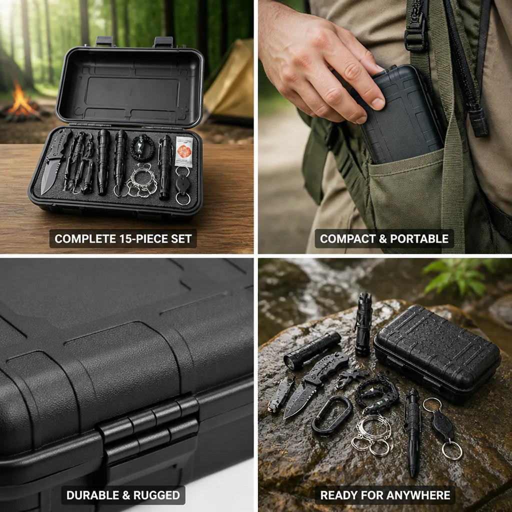 Emergency Tool Set 15-Piece Compact Plastic Case