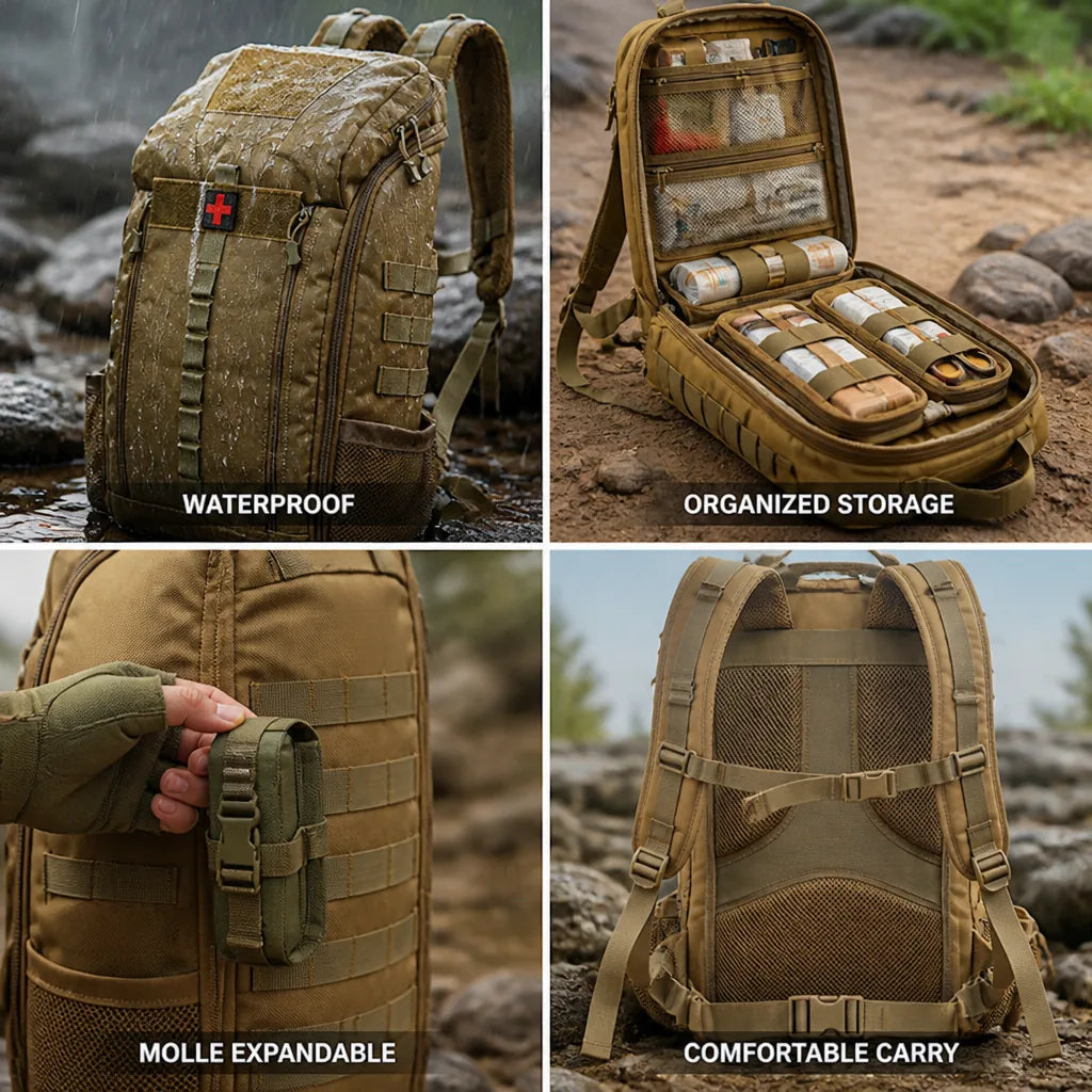 First Aid Backpack 40L Waterproof MOLLE System