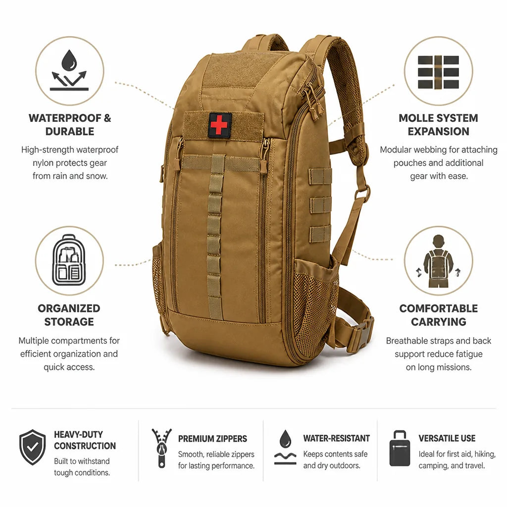 First Aid Backpack 40L Waterproof MOLLE System