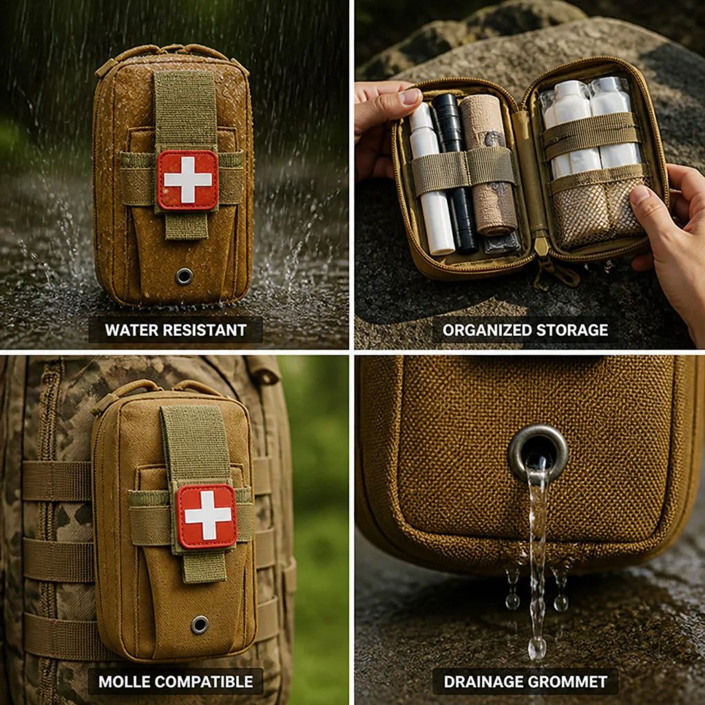 First Aid Pouch MOLLE-Compatible Water-Resistant Organized Interior