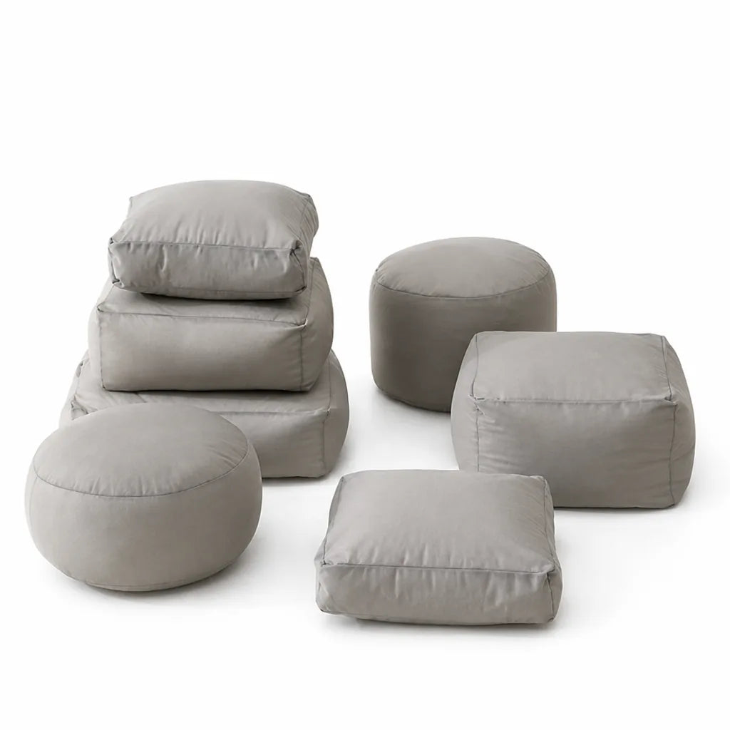 Floor Cushion & Pouf Set Modular Design Water-Repellent Microfiber