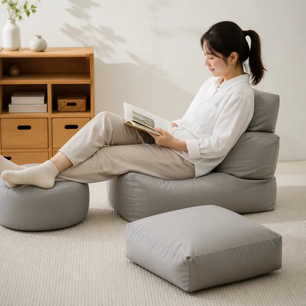 Floor Cushion & Pouf Set Modular Design Water-Repellent Microfiber