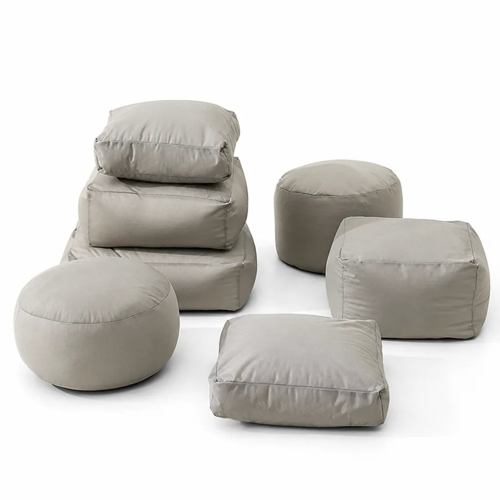 Floor Cushion & Pouf Set Modular Design Water-Repellent Microfiber