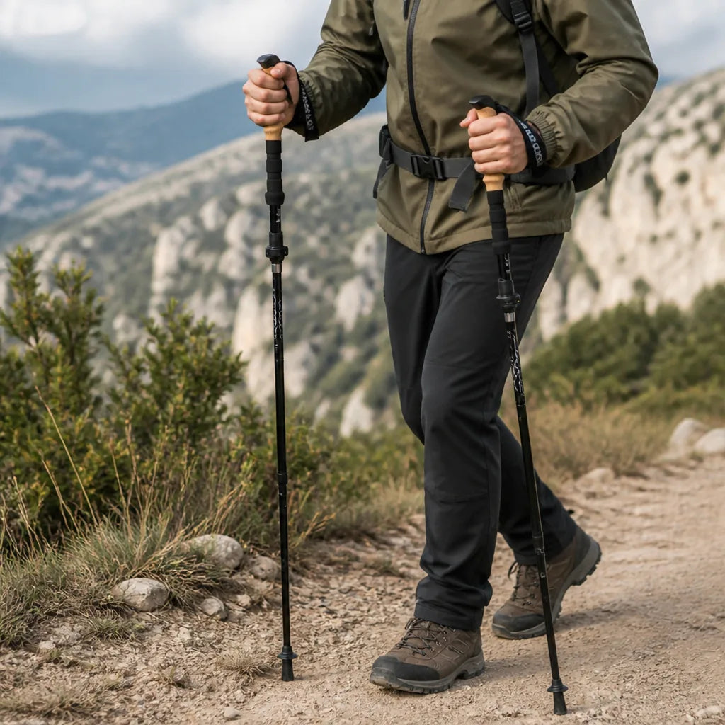 Foldable Telescopic Aluminum Hiking Pole (Shock-Absorbing Wrist Strap)