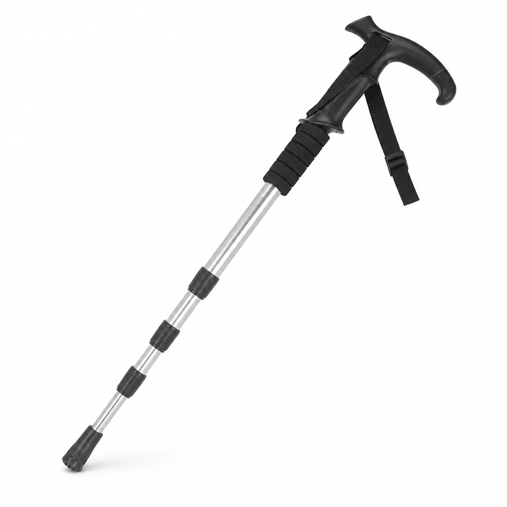 Foldable Telescopic T-Grip With Foam Undergrip Trekking Pole (4-Segment)