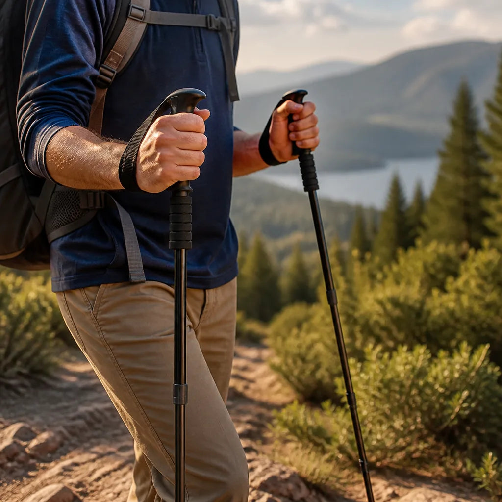 Foldable Telescopic T-Grip With Foam Undergrip Trekking Pole (4-Segment)