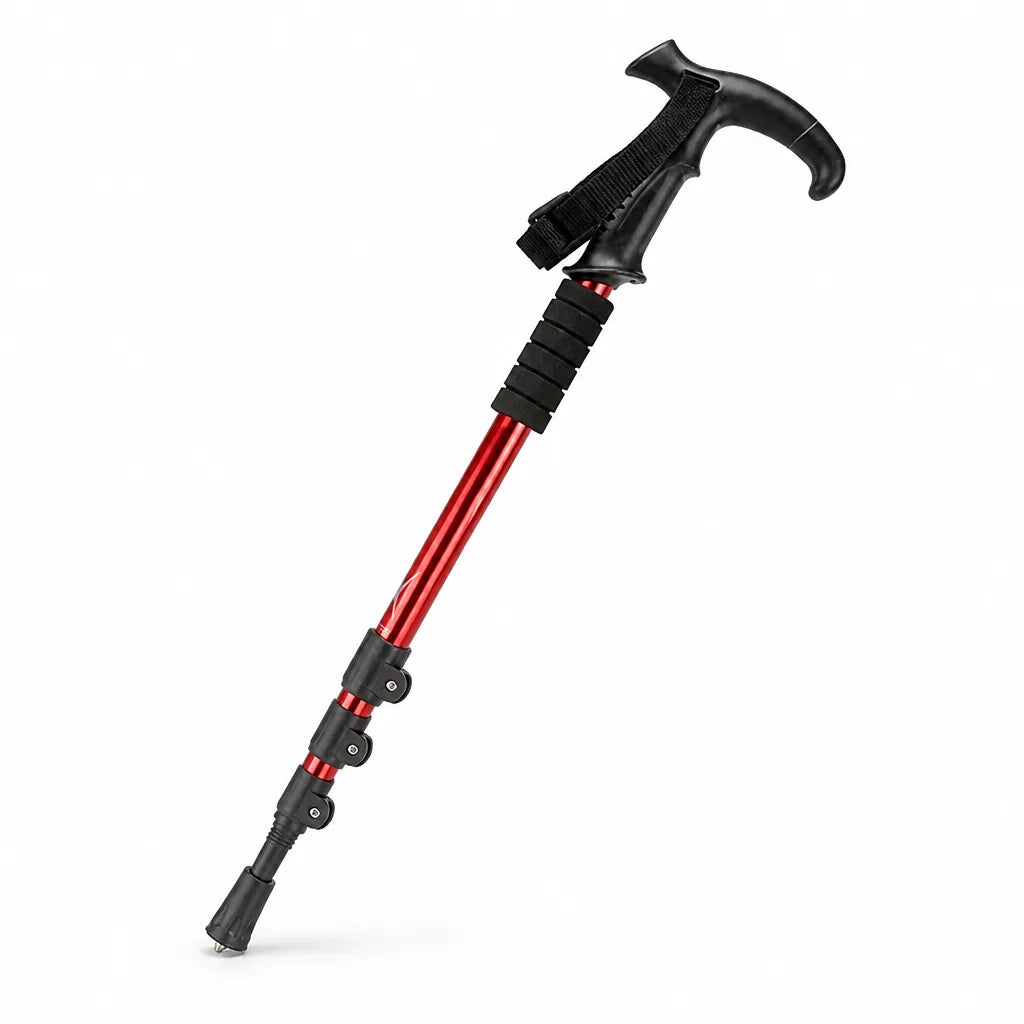 Foldable Telescopic T-Grip With Foam Undergrip Trekking Pole (4-Segment)