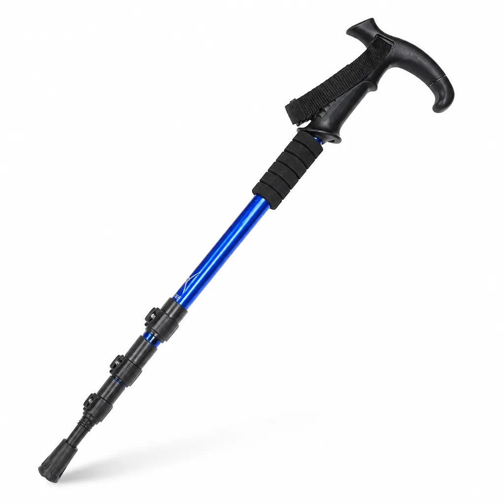 Foldable Telescopic T-Grip With Foam Undergrip Trekking Pole (4-Segment)