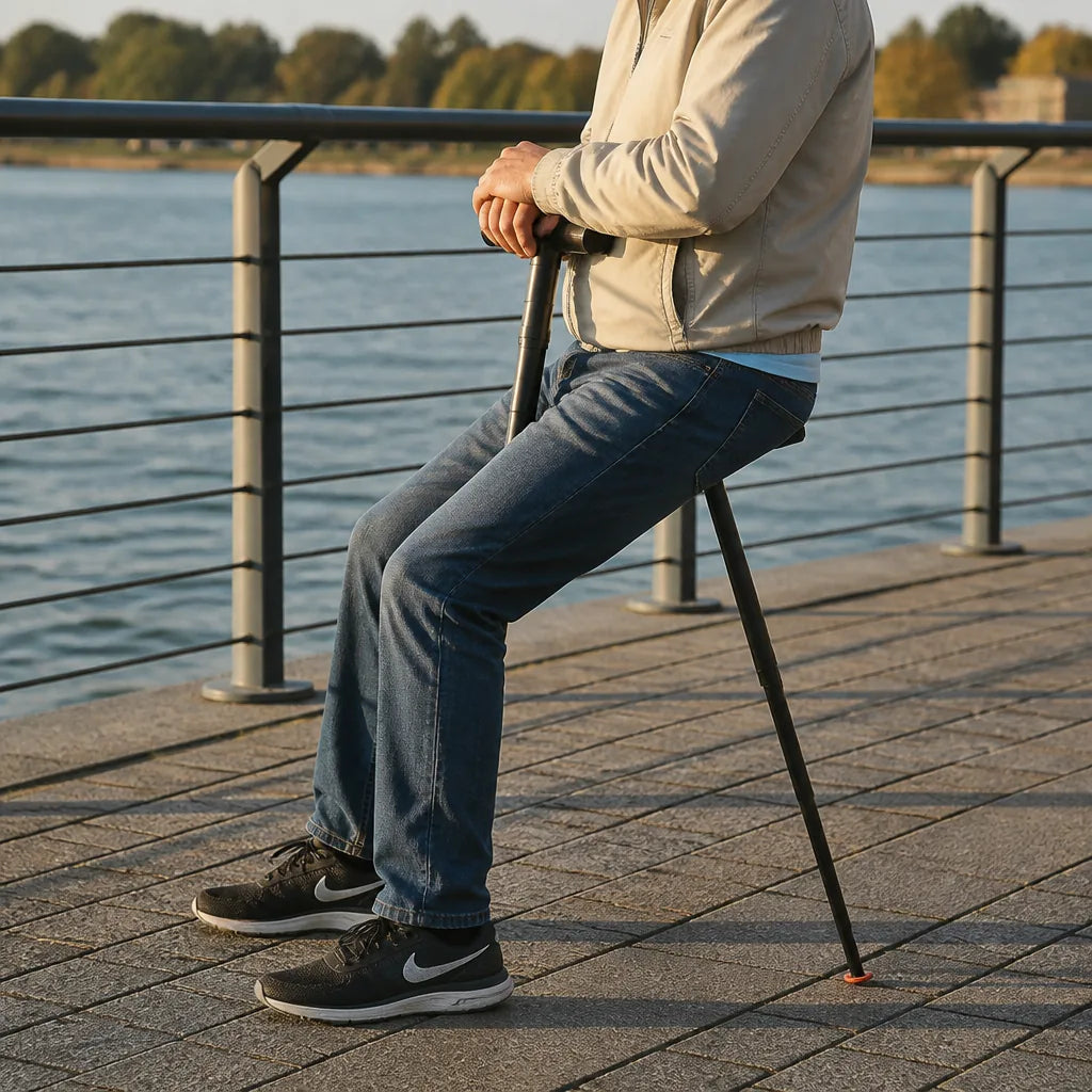 Foldable Walking Stick With Integrated Seat (Supports Up To 113 kg)