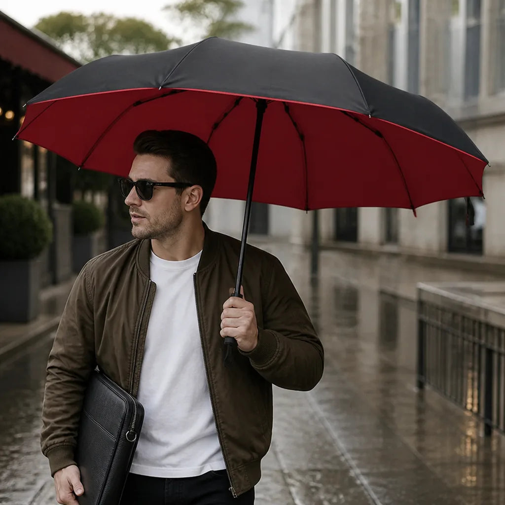 Foldable Windproof Umbrella With One-Hand Operation
