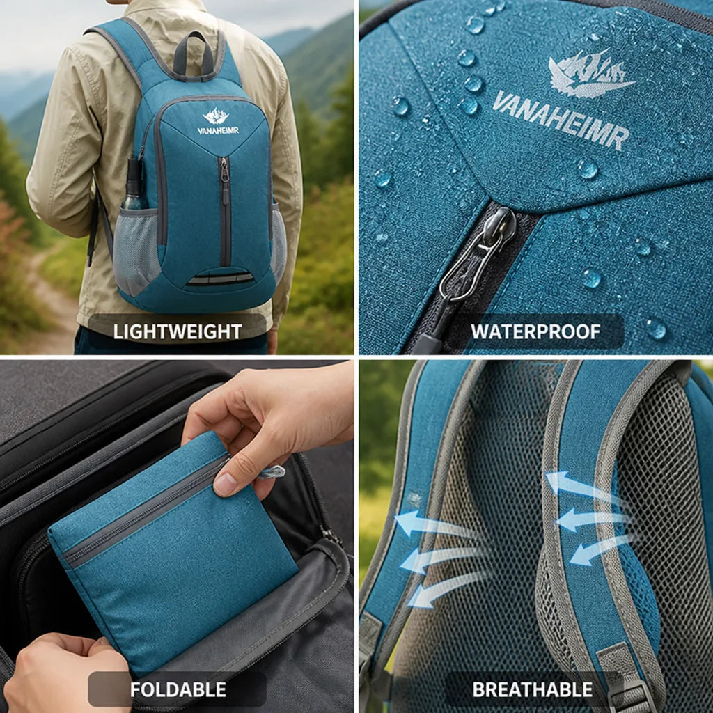 Folding Backpack Lightweight Waterproof Polyester