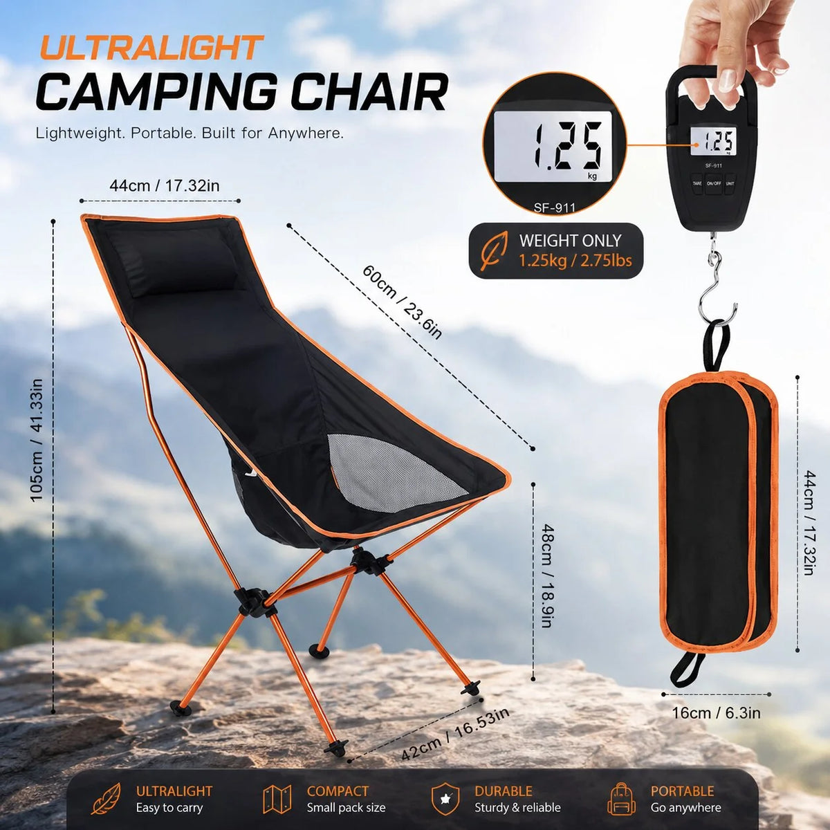 Folding Camping Chair Ultralight & Compact Quick Setup