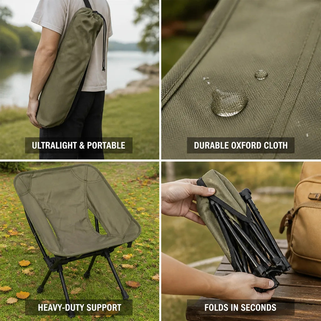 Folding Camping Chair Ultralight Oxford Cloth 331 Lb Capacity