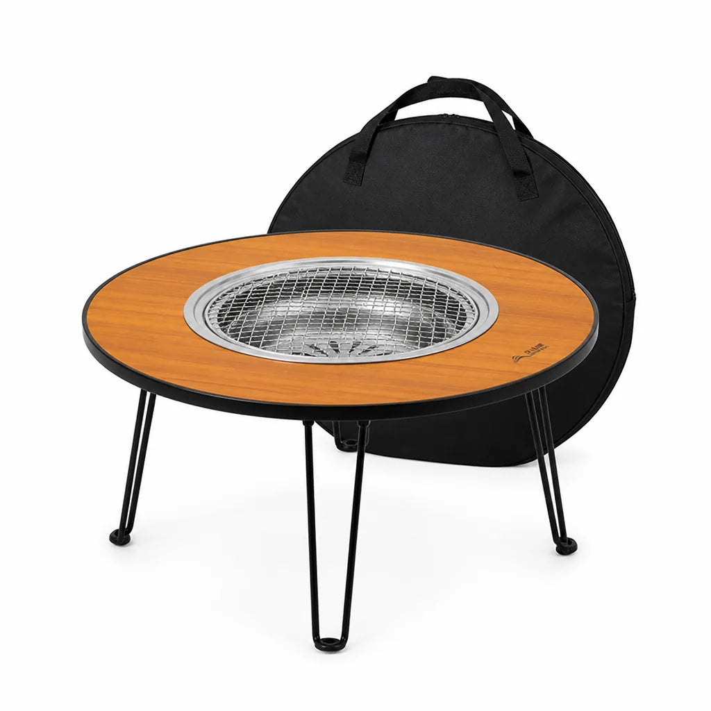 Folding Charcoal Grill Round Tabletop With Storage Bag