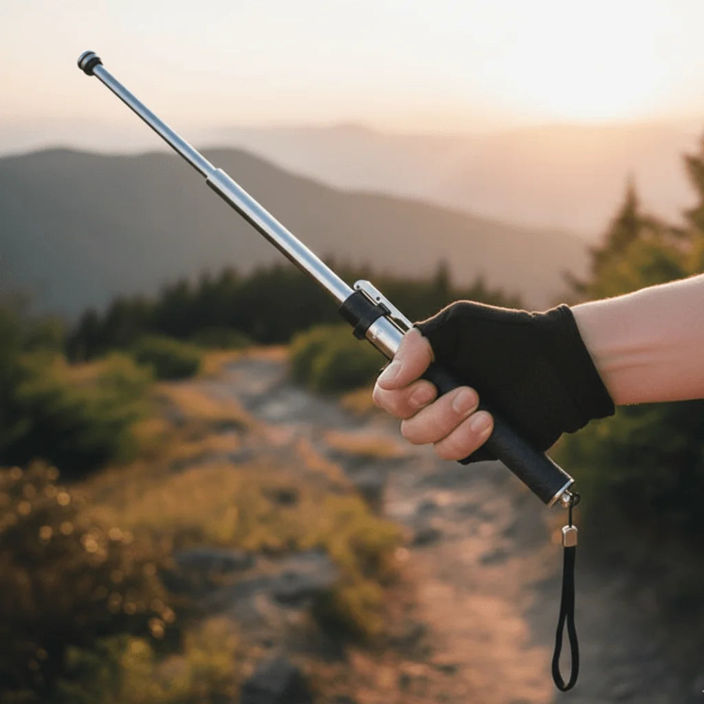 Folding Hiking Pole Automatic Unfolding Aluminum Non-Slip Grip