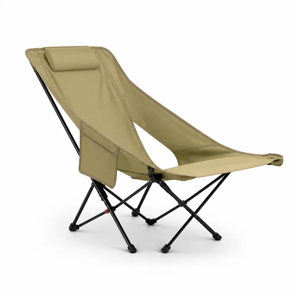 Folding Recliner Chair Adjustable Curved Headrest & Leg Rest