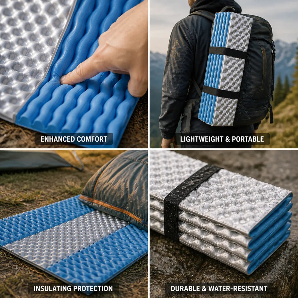 Folding Sleeping Pad IXPE Foam Lightweight Egg Nest Comfort