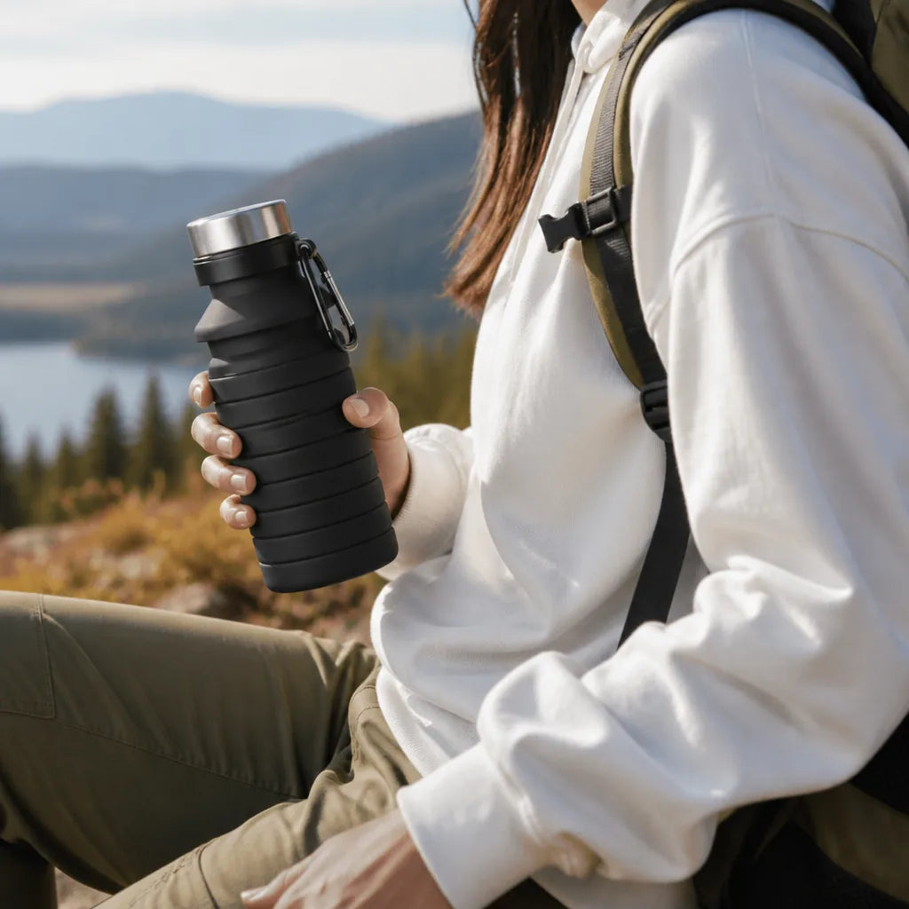 Food-Grade Silicone Collapsible Water Bottle for Hiking and Camping