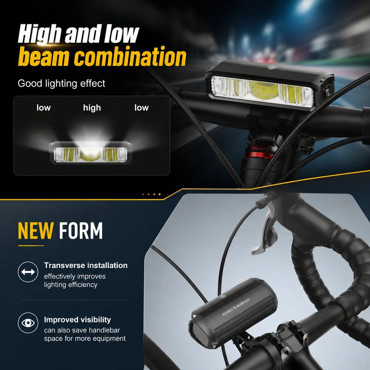 Front Bike Light 900 Lumen Rechargeable & Water-Resistant