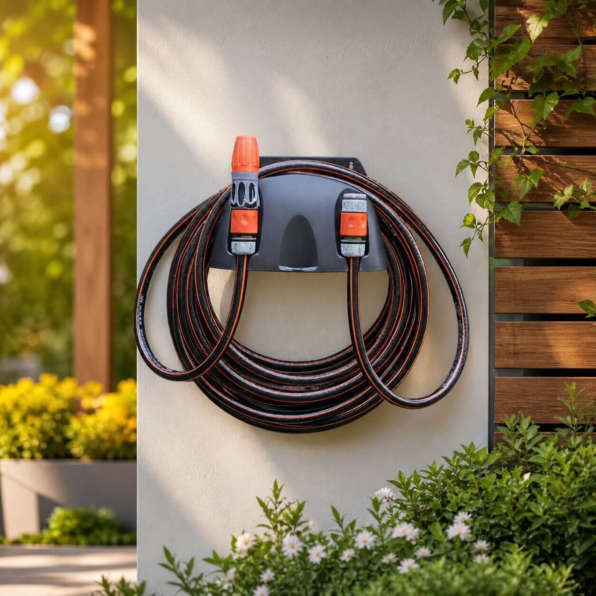 Garden Hose Holder Wall-Mounted Space-Saving ABS