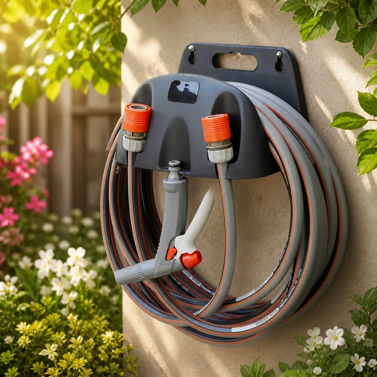 Garden Hose Holder Wall-Mounted Space-Saving ABS