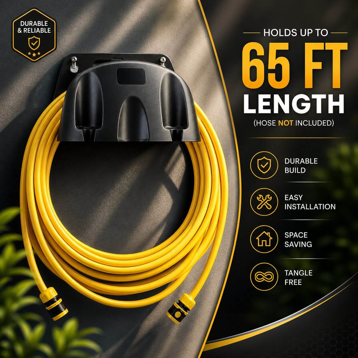 Garden Hose Holder Wall-Mounted Space-Saving ABS