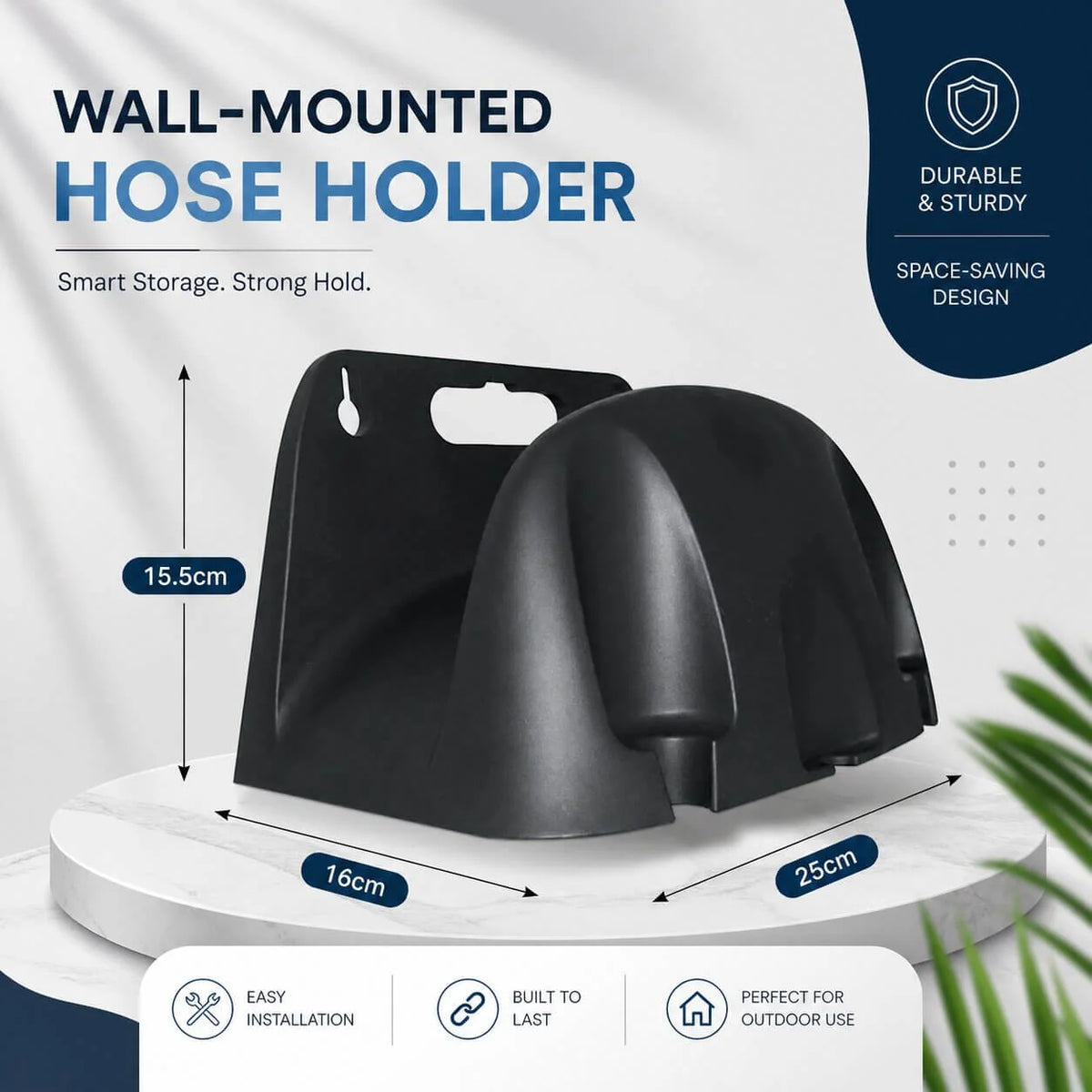 Garden Hose Holder Wall-Mounted Space-Saving ABS