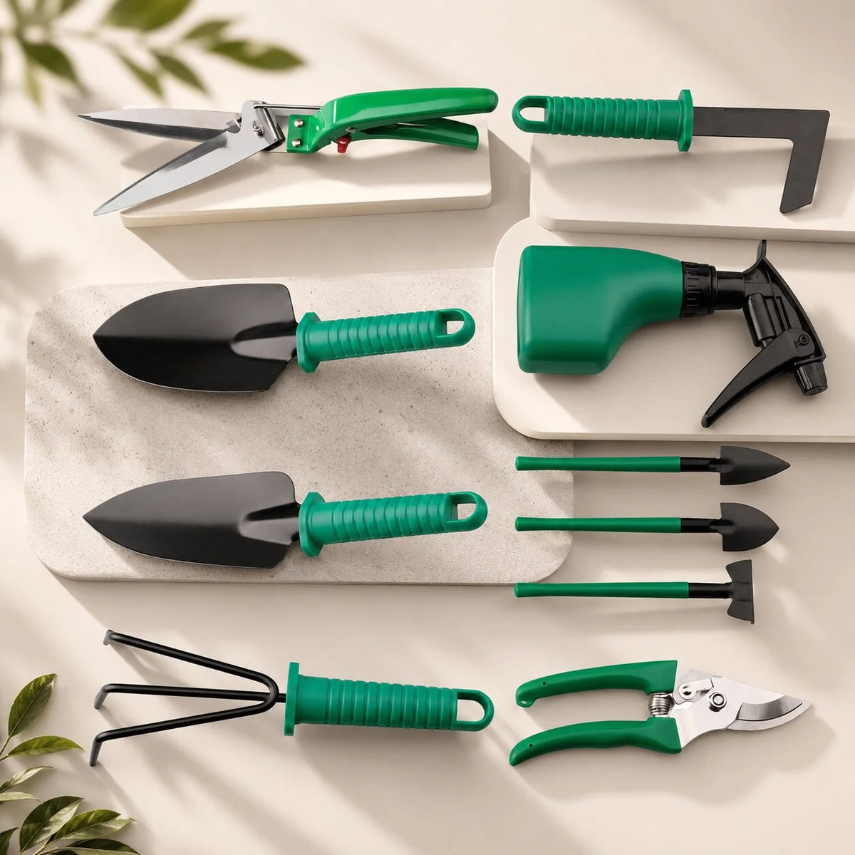Garden Tool Set 10-Piece Stainless Steel Heads Carry Case