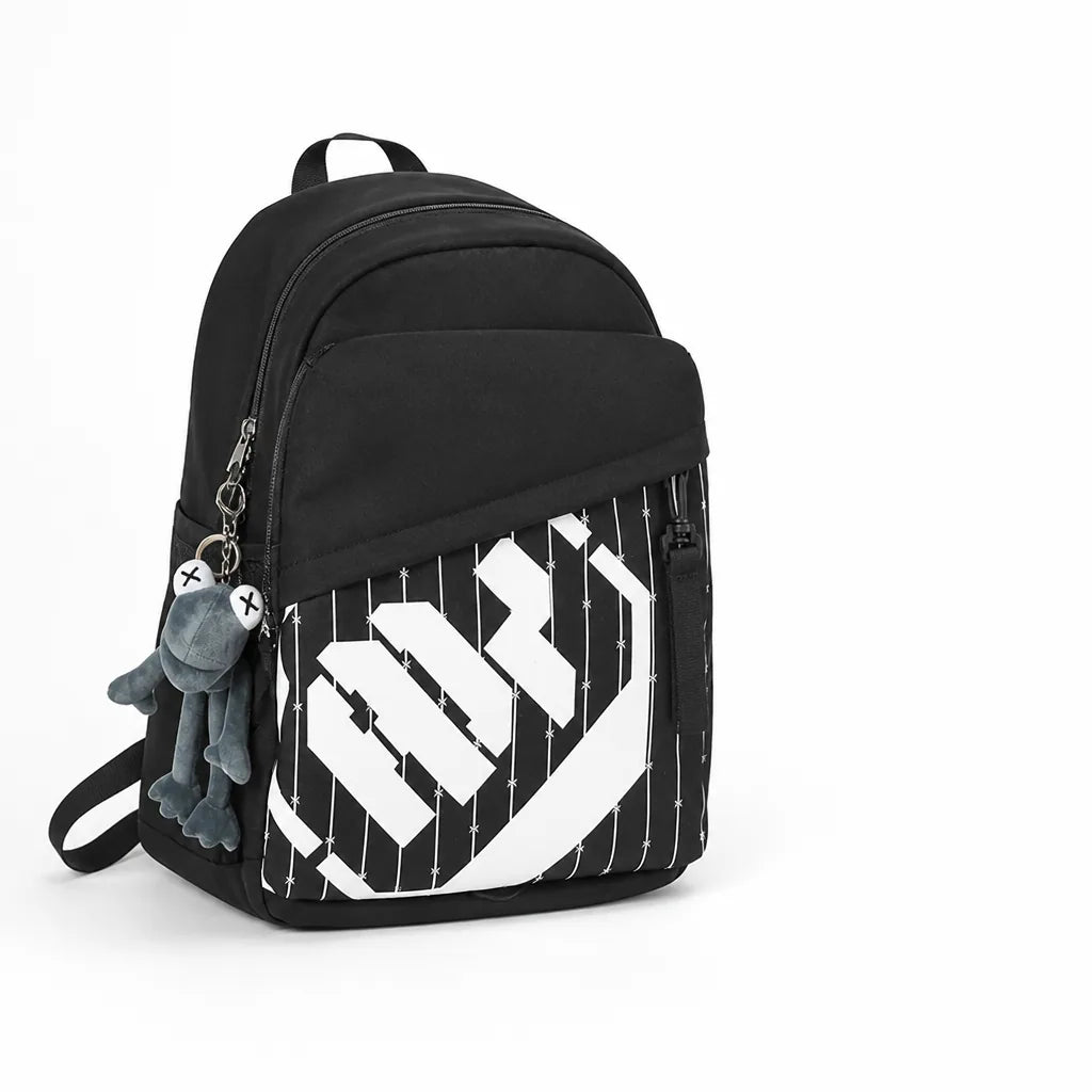 Graphic Print Backpack With Multiple Compartments (Padded Shoulder Straps)
