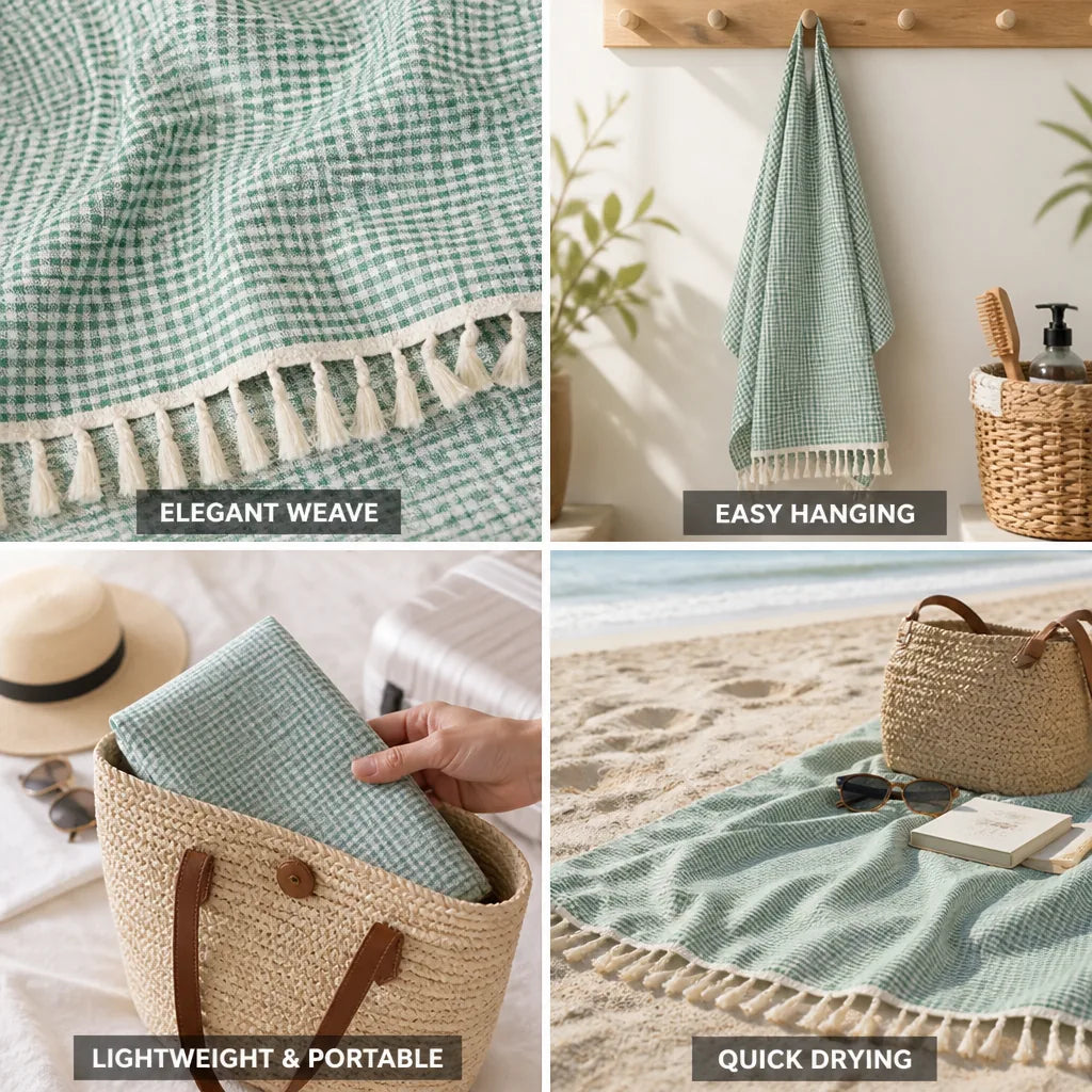 Hammam Towel Lightweight & Quick-Drying Vichy Check