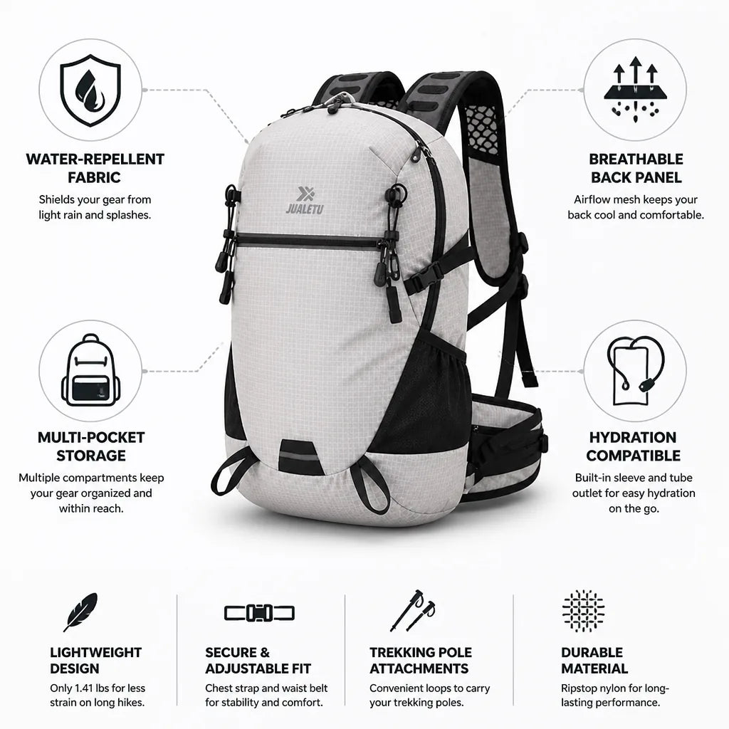 Hiking Backpack 28L Lightweight Water-Repellent