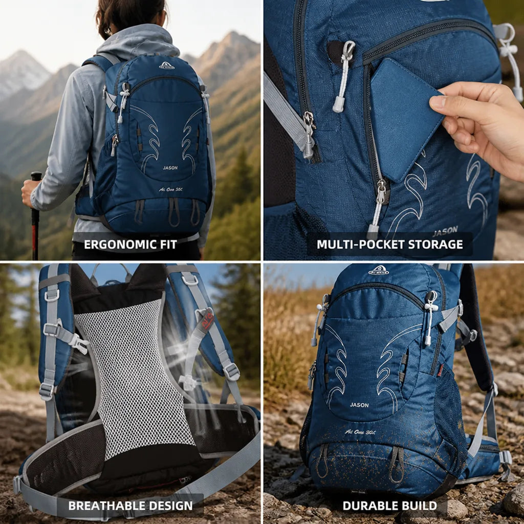 Hiking Backpack 30L Durable Ergonomic Fit